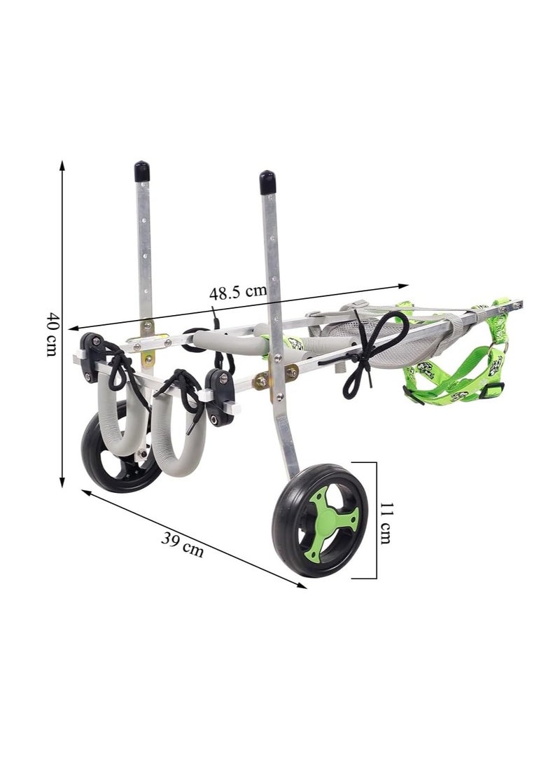 NNC PETS Dog wheelchair, Hind Legs Rehabilitation, Durable, and Aluminum Alloy, Two Wheels Pet Wheelchair, Harness and Adjustable, Suitable for Small to Large Pets, Aging & Inured Pets 48.5 cm (Green) - Image 2