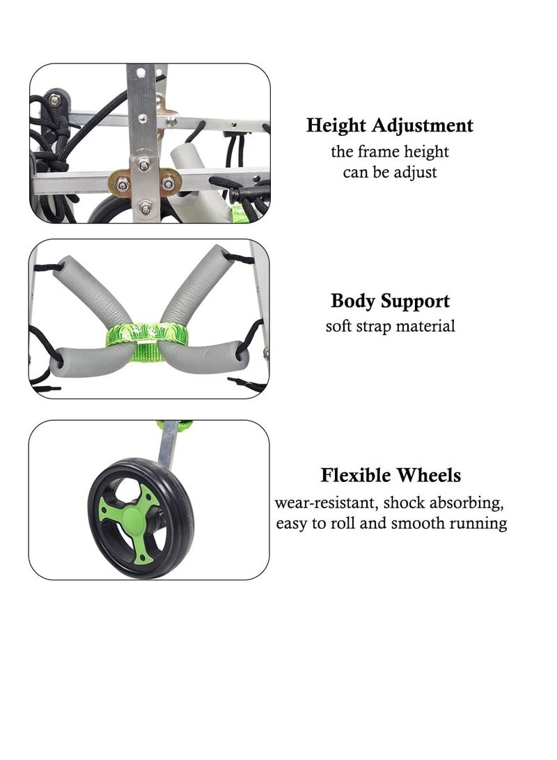 NNC PETS Dog wheelchair, Hind Legs Rehabilitation, Durable, and Aluminum Alloy, Two Wheels Pet Wheelchair, Harness and Adjustable, Suitable for Small to Large Pets, Aging & Inured Pets 48.5 cm (Green) - Image 3