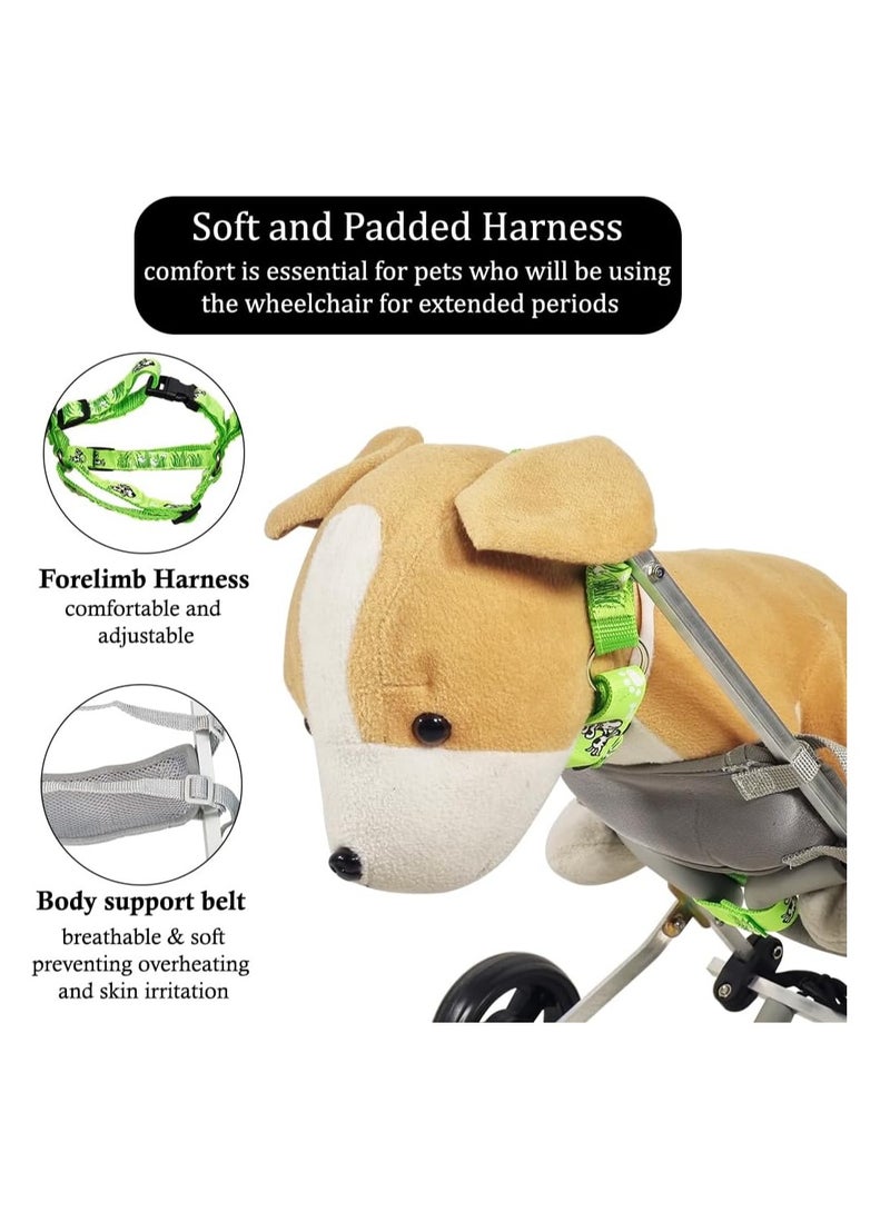 NNC PETS Dog wheelchair, Hind Legs Rehabilitation, Durable, and Aluminum Alloy, Two Wheels Pet Wheelchair, Harness and Adjustable, Suitable for Small to Large Pets, Aging & Inured Pets 48.5 cm (Green) - Image 4