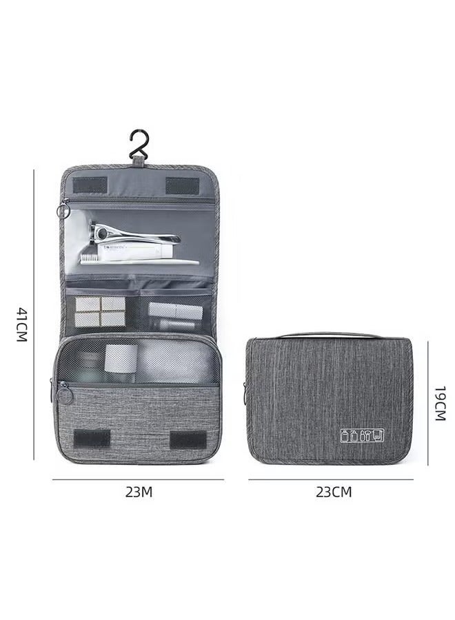 Large Travel Storage Bag Makeup Bag with Hanging Hook, Portable Travel Toiletry Bag, Foldable Dry and Humid Separation Mesh Storage Makeup Bag (Grey) - Image 2