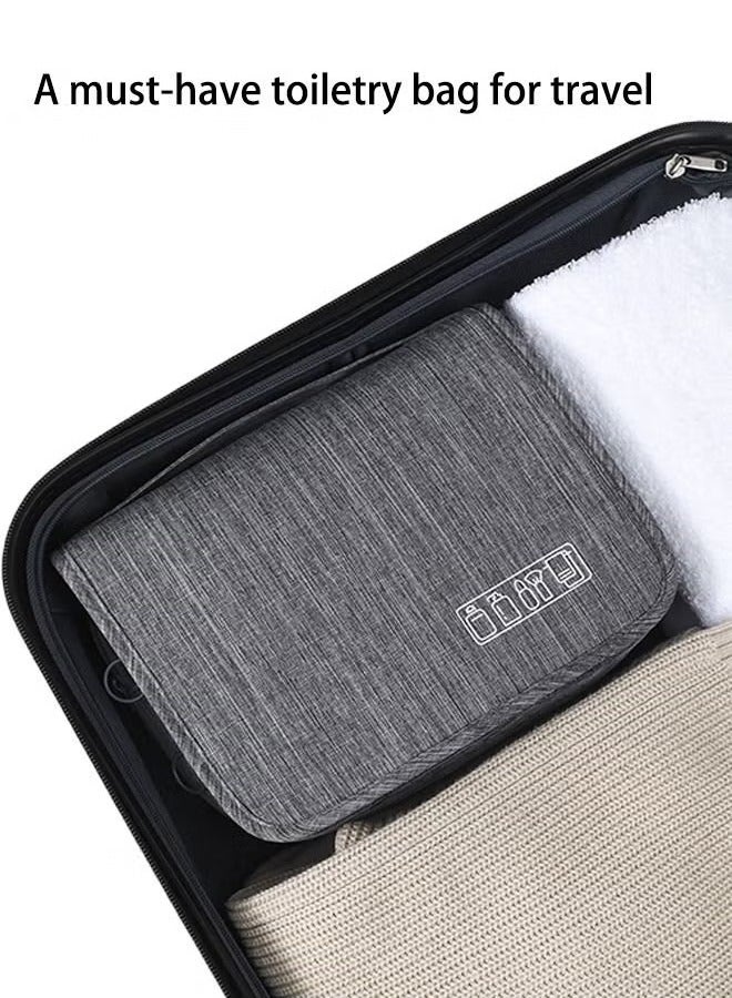 Large Travel Storage Bag Makeup Bag with Hanging Hook, Portable Travel Toiletry Bag, Foldable Dry and Humid Separation Mesh Storage Makeup Bag (Grey) - Image 5