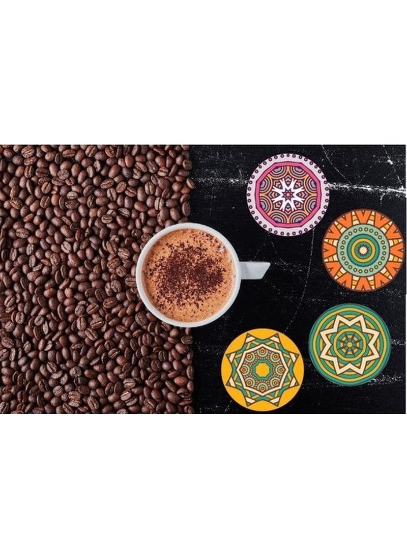 Easyso Wooden Mandala Patterned Coaster 6 pcs  - Image 2