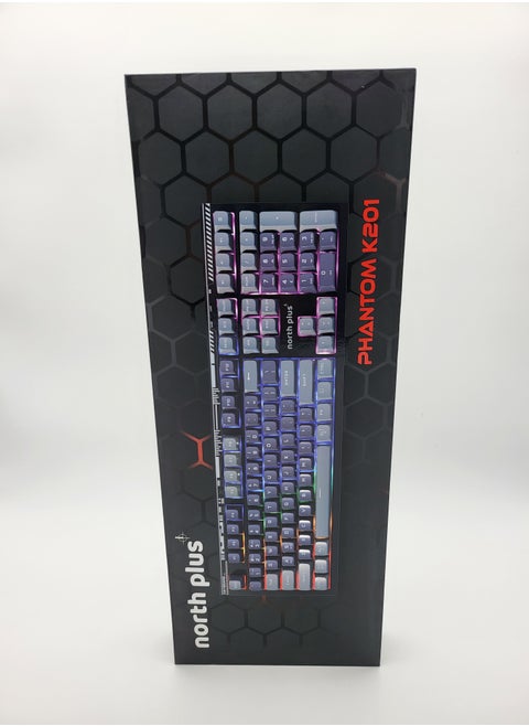 North Plus PHANTOM K201 Wireless Membrane Gaming Keyboard with RGB Light, 2.4G+Bluetooth+USB Type-C, 2000mAh Battery, Ergonomic Design, 10 Million Key Life, ABS and Iron Plate Construction