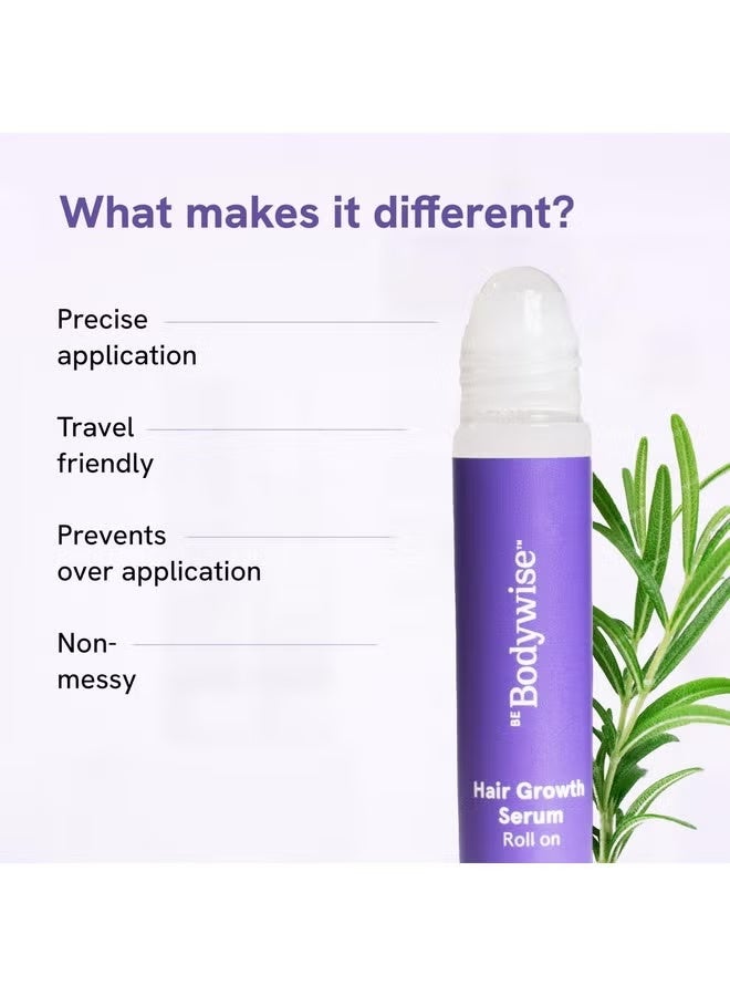 Be Bodywise Rosemary Hair Growth Serum (Roll On)| Promotes Hair Growth, Stimulates Hair Follicles |3% Rosemary, 3% Redensyl, 2% Anagain |Hair Fall Control Women & Men|All Hair Types| 25 ml (Pack of 2) - Image 5