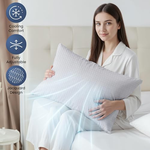 Utopia Bedding Shredded Memory Foam Pillows Queen Cooling Adjustable Bed Pillows for Sleeping with Washable Pillow Case Back Stomach and Side Sleeper Pillow Plush and Supportive 1 Pack - Image 3