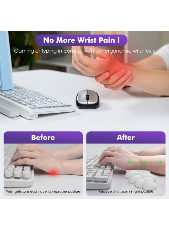 CMGTYYD Cloud Wrist Rest, Ergonomic Cloud Keyboard Wrist Rest and Mouse Rest Wrist Pad, Upgraded PU Leather Cloud Wrist Rest Wrist Pad for Office, Gaming, Computer, Laptop Keyboard and Mouse, White - Image 3