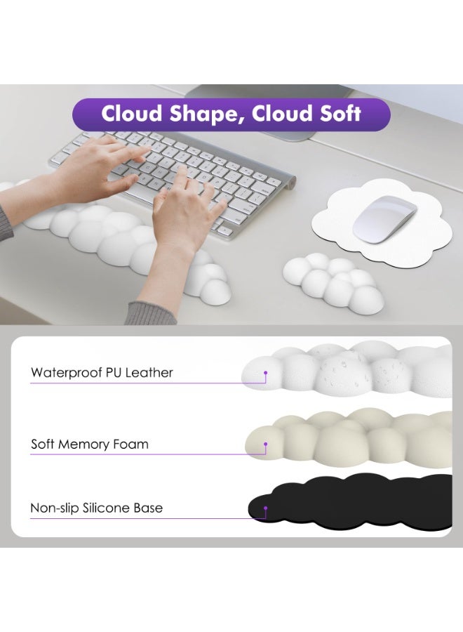 CMGTYYD Cloud Wrist Rest, Ergonomic Cloud Keyboard Wrist Rest and Mouse Rest Wrist Pad, Upgraded PU Leather Cloud Wrist Rest Wrist Pad for Office, Gaming, Computer, Laptop Keyboard and Mouse, White - Image 4