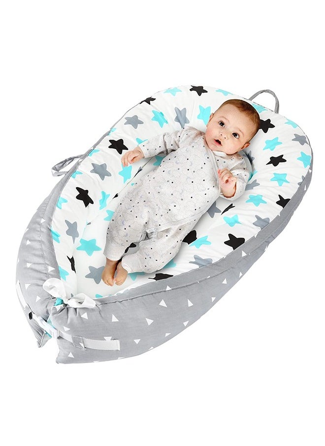Beauenty Baby Nests Baby Nest Co Sleeping 100% Cotton Breathable Cover Infant Sleeper Bed for Newborn Lounger Nest Bed Machine Washable Adjustable Size (Blue Star)  - Image 1