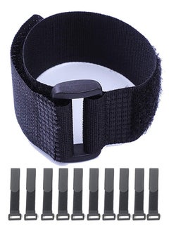 10 Pack Hook and Loop Cable Straps,Black Self-Adhesive Nylon Straps Cable/Securing Straps with Buckles,Adjustable Reusable Cinch Straps,1"x 16"Cord Organizer (1"X16")