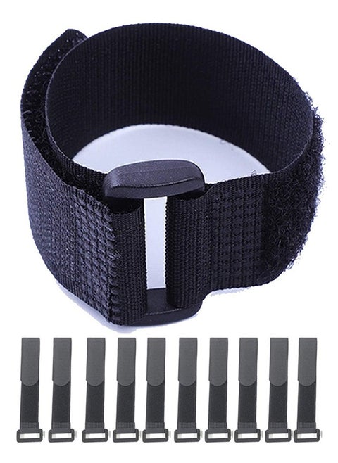 10 Pack Hook and Loop Cable Straps,Black Self-Adhesive Nylon Straps Cable/Securing Straps with Buckles,Adjustable Reusable Cinch Straps,1"x 16"Cord Organizer (1"X16")