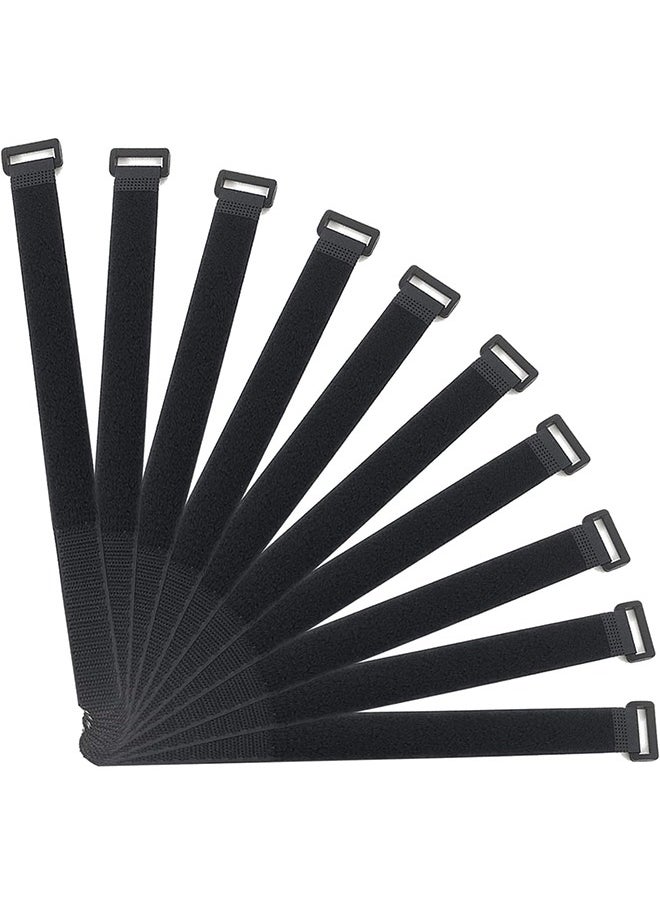 Generic - 10 Pack Hook and Loop Cable Straps,Black Self-Adhesive Nylon Straps Cable/Securing Straps with Buckles,Adjustable Reusable Cinch Straps,1"x 16"Cord Organizer (1"X16") - Image 1