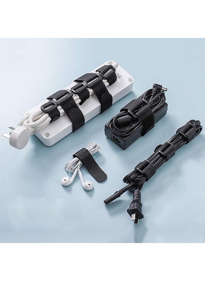Generic - 10 Pack Hook and Loop Cable Straps,Black Self-Adhesive Nylon Straps Cable/Securing Straps with Buckles,Adjustable Reusable Cinch Straps,1"x 16"Cord Organizer (1"X16") - Image 1