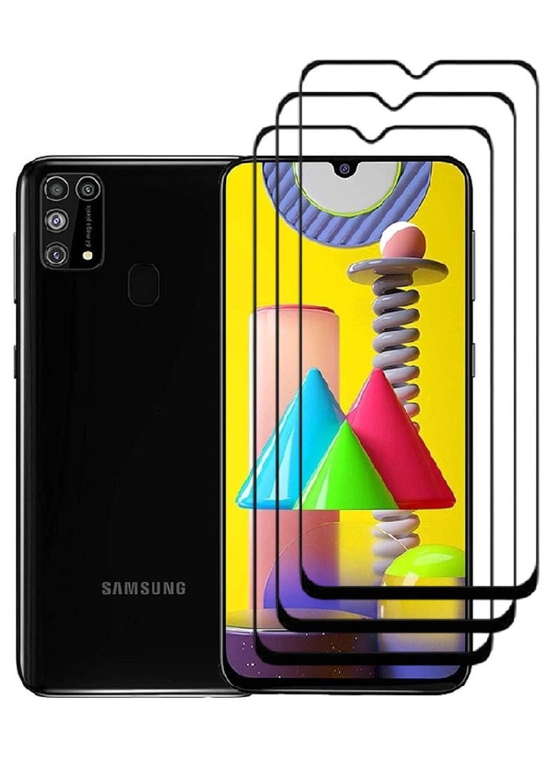 AINA 3 Pieces Tempered Glass Screen Protector 5D Designed For Samsung Galaxy M31 Full Glue Edge to Edge Full Screen Coverage And Bubble Free - Image 1