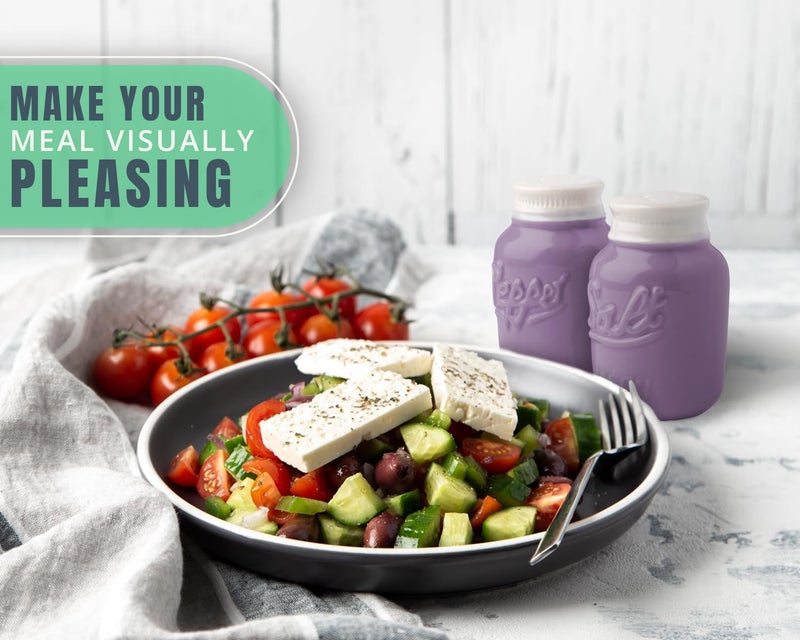 Comfify Mason Jar Salt & Pepper Shakers – Aqua Purple Ceramic – Rustic Shabby Chic Kitchen Decor - Image 4