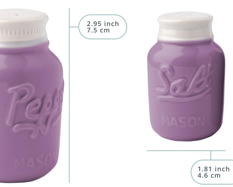 Comfify Mason Jar Salt & Pepper Shakers – Aqua Purple Ceramic – Rustic Shabby Chic Kitchen Decor - Image 3