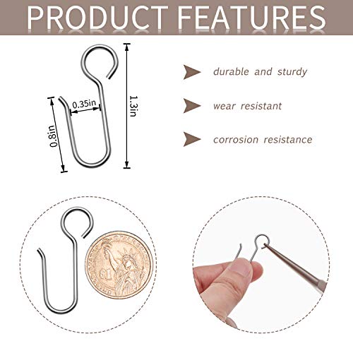 Jetec 60 Pcs Metal Curtain Track Hooks S Shaped Small Curtain Metal Drape Wire Hooks for Ceiling Drape Track (Silver) - Image 2