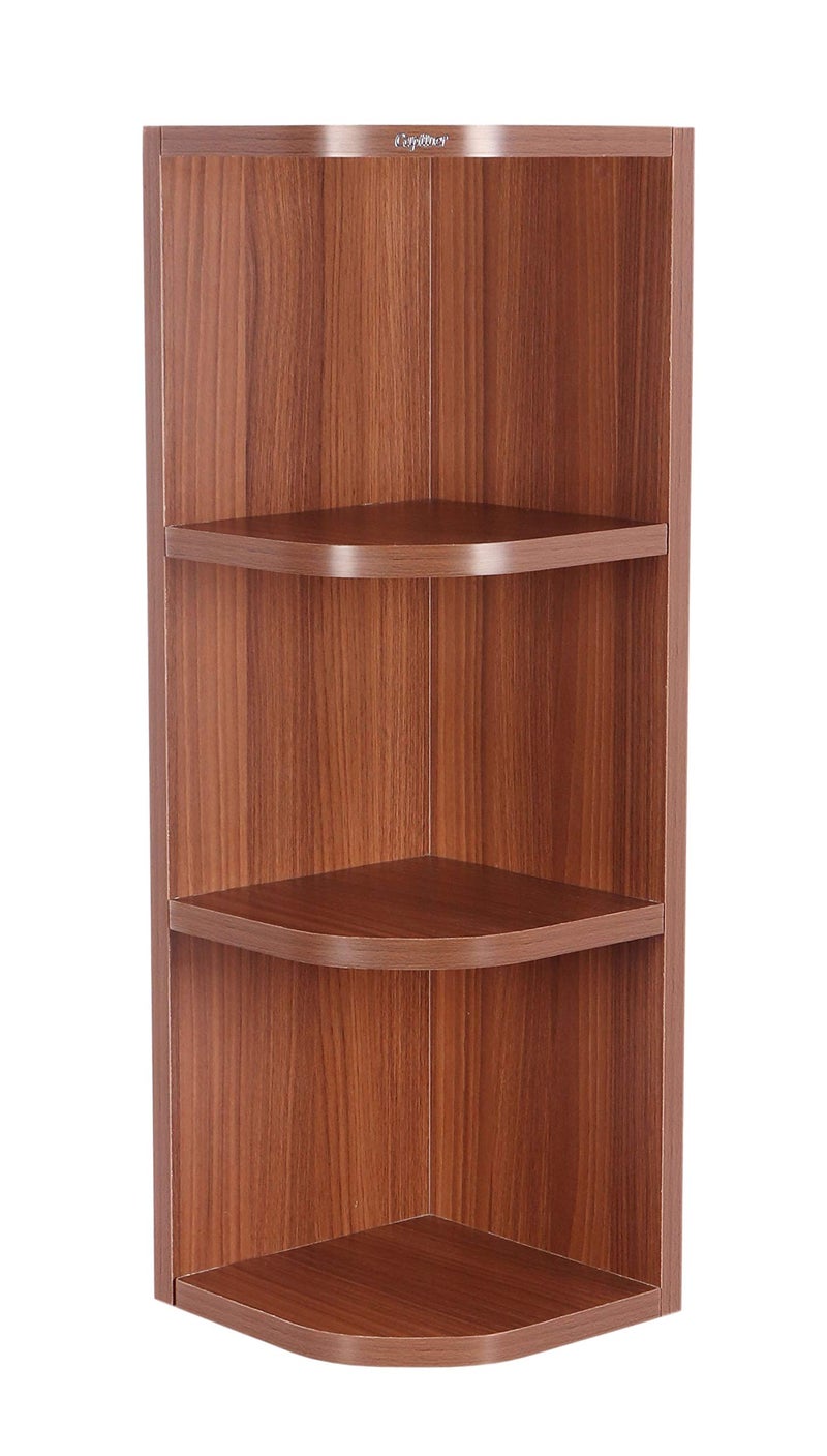 Captiver Small Edden Engineered Wood Wall Mounted Decor Items Corner Shelf Unit Tier 4 (8.5X8.5X26.8 Inch,Teak) Home Living Room Kitchen Bedroom Shop Office Multipurpose Display Storage - Image 4