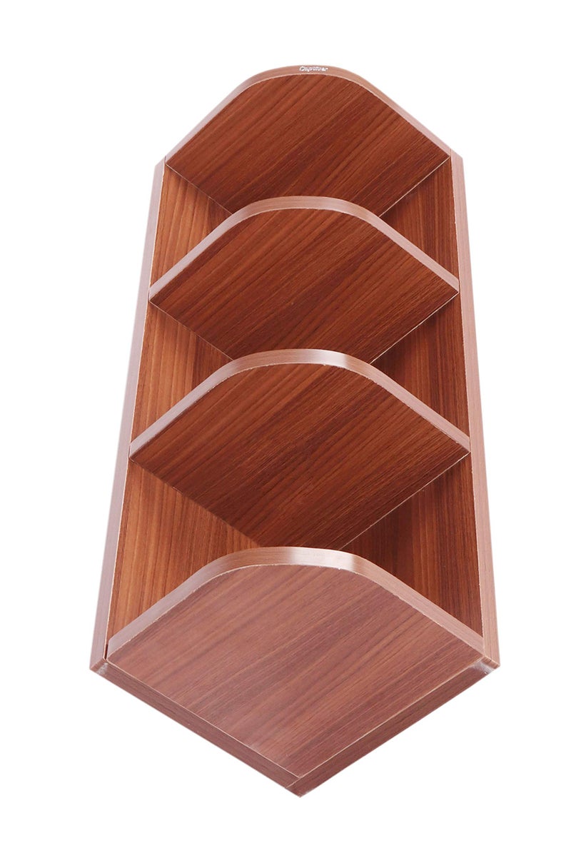 Captiver Small Edden Engineered Wood Wall Mounted Decor Items Corner Shelf Unit Tier 4 (8.5X8.5X26.8 Inch,Teak) Home Living Room Kitchen Bedroom Shop Office Multipurpose Display Storage - Image 5