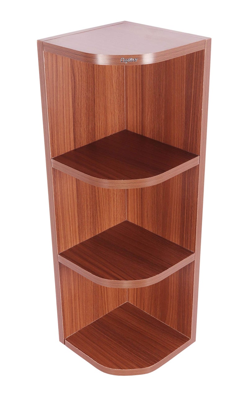 Captiver Small Edden Engineered Wood Wall Mounted Decor Items Corner Shelf Unit Tier 4 (8.5X8.5X26.8 Inch,Teak) Home Living Room Kitchen Bedroom Shop Office Multipurpose Display Storage - Image 3