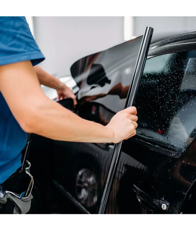 WISDOM Window Tint Film, Self-Adhesive Window Car Glass Film Heat Control Film & Automotive Car Window Film(50Cm By 508 Cm, Black Film, Peel And Stick) - Image 1