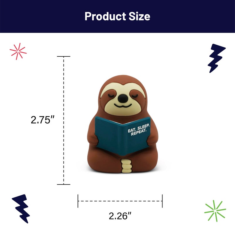 GOOFBALLS Little Readers â€“ Cute Figurines for Bookshelves, Desks, Terrariums & Home Decor â€“ Book-Loving Animal Statue â€“ Sloth - Image 2