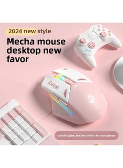 Generic Wireless Bluetooth Mouse Silent Silent Girl Game Office Machine Rechargeable Laptop Mouse Universal-Specifications:Sakura Pink [bluetooth Dual Mode] Free Mecha Mouse Pad♡Skin-friendly Feel♡Diy Stickers-official Standard  - Image 3