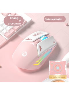 Generic Wireless Bluetooth Mouse Silent Silent Girl Game Office Machine Rechargeable Laptop Mouse Universal-Specifications:Sakura Pink [bluetooth Dual Mode] Free Mecha Mouse Pad♡Skin-friendly Feel♡Diy Stickers-official Standard  - Image 1