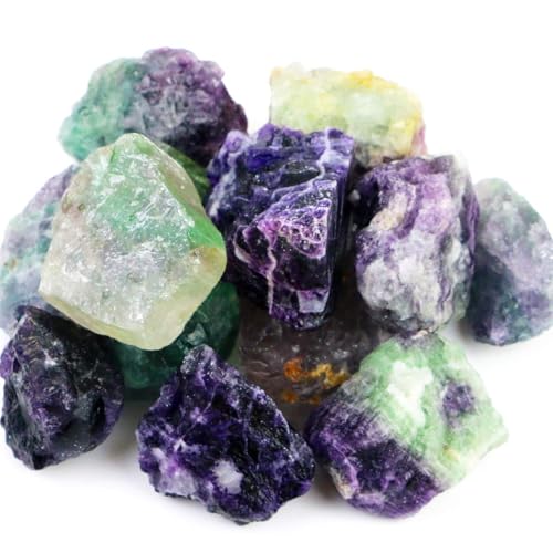 Fireboomoon 2lb/950g Rough Natural Fluorite Stone Raw Rainbow Fluorite Gemstone Crystal Rock for Cabbing,Tumbling,Cutting,Polishing,Lapidary,Healing Reiki,Jewelry Making and Home Decoration - Image 1