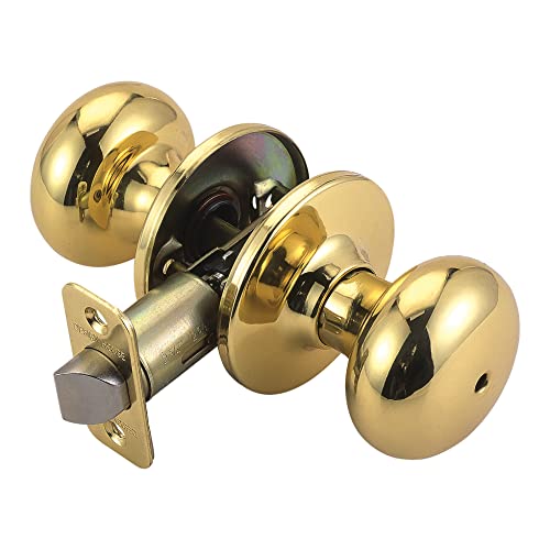 Design House 753277 Cambridge 2-Way Latch Privacy Door Knob, Adjustable Backset, Polished Brass - Image 1
