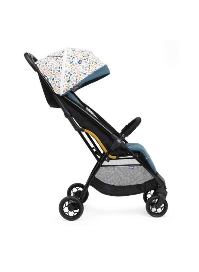 Chicco Glee Teal I Compact Easy Foldable Baby Stroller Pram I with Soft Padded Seats I Canopy and Practical Mesh I 0-5 Years I Window On Canopy - Glee Uneven Teal Stroller - Image 3