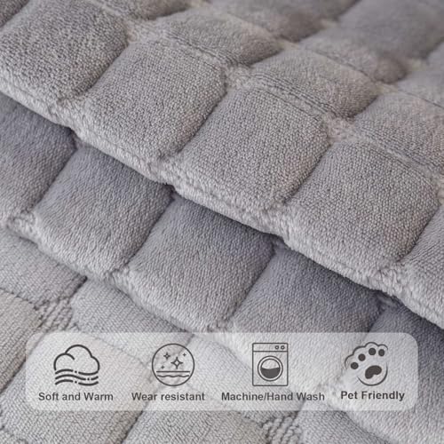 Aucrovee Velvet Washable Couch Cover for Pets Dogs, Non Slip Sectional Sofa Covers for 3 Cushion Couch Sofa L Sharped Sofa Slipcovers, Furniture Protector (1 PCS 36"x82", Light Grey) - Image 4