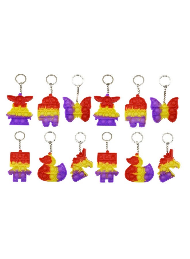 Asera Popit Cartoon Keyrings/Keychains for Kids Birthday Return Gifts Party Favors Take Away Gifts (Set of 12) - Image 1