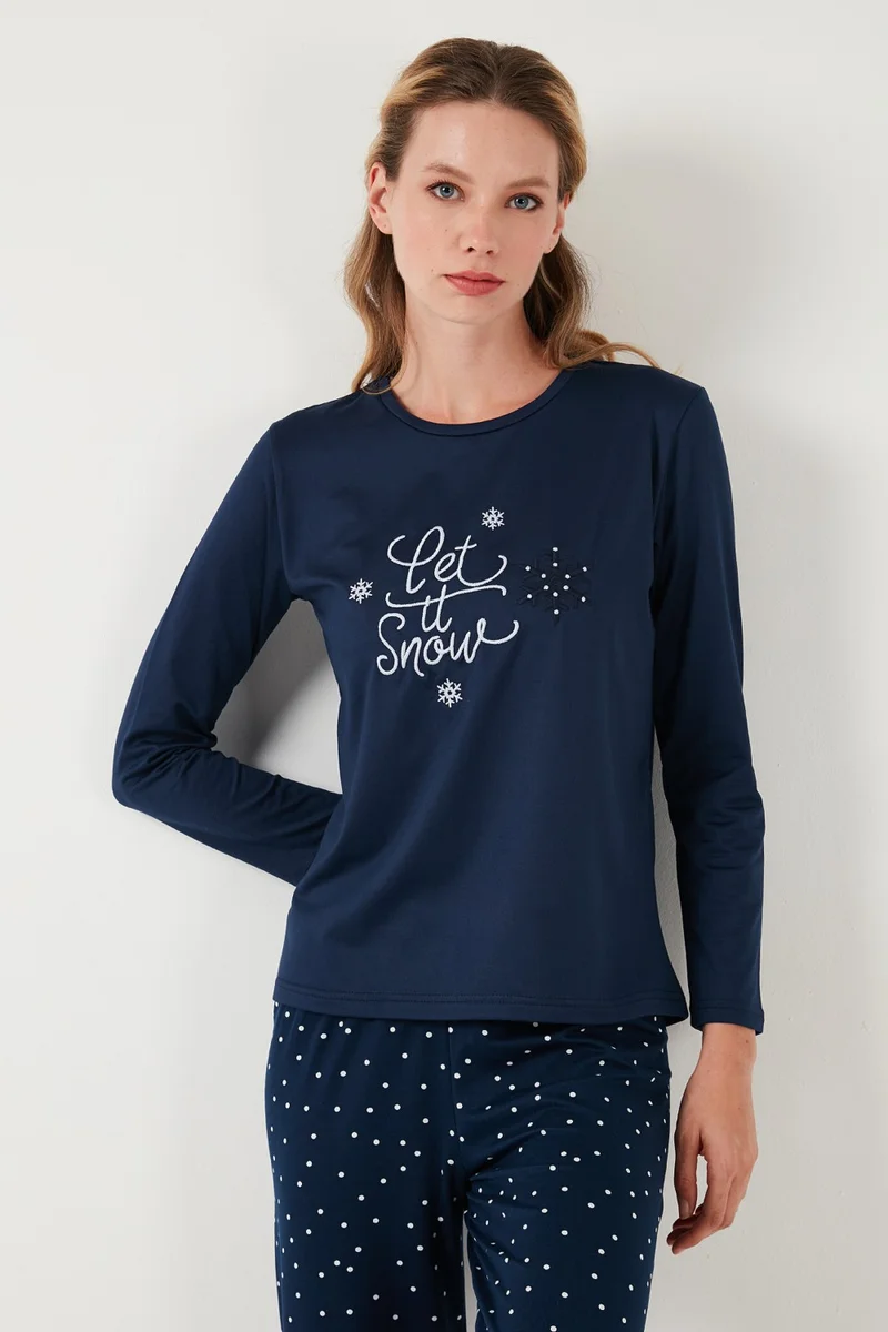 Lela Regular Fit Patterned Crew Neck Pajama Set Women's Pajama Set 65719102