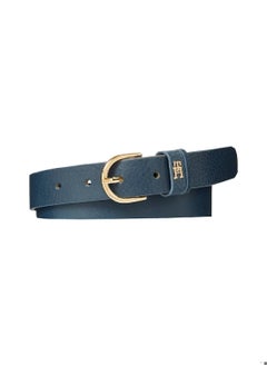 TOMMY HILFIGER Women's Essential Rounded Buckle Leather Belt, Blue - Leather  - Image 1