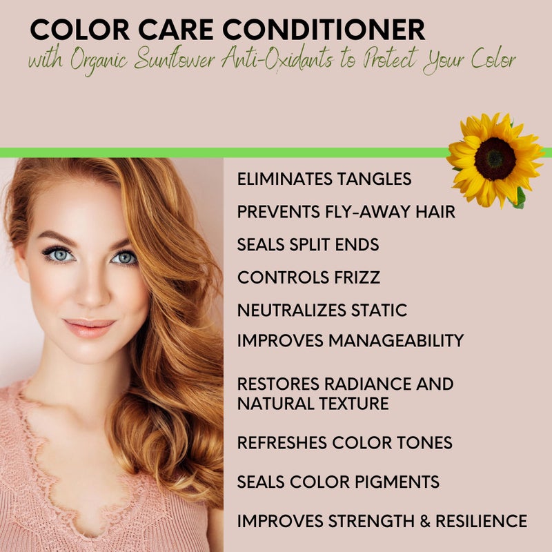 DermOrganic Color Care Conditioner, Detangles & Preserves Hair Color with Sunflower Anti-Fade Extract- 17 fl.oz - Image 3