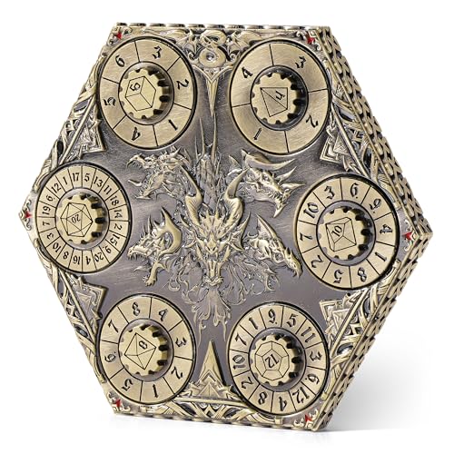 Kabinka DND Dice Set 7 in 1 Metal SpinDial Dice with Storage Bag Portable Celtic Knot DD Dice for D4D6D8D10D12D20 Role Playing Board Games Bronze - Image 1
