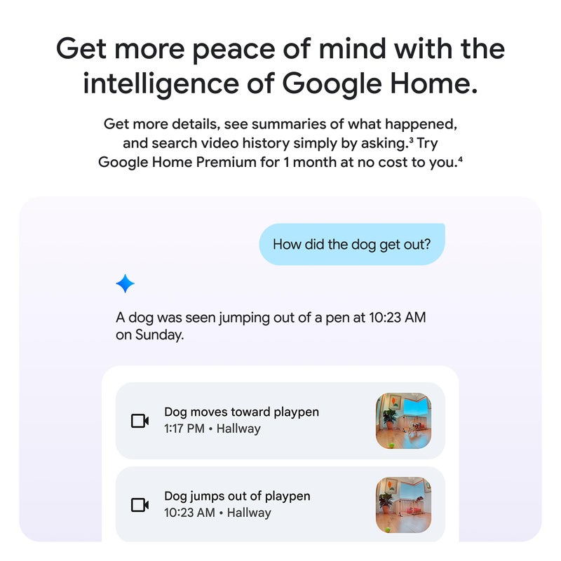 Google Nest Cam Indoor (Wired, 3rd Gen) - Security Camera with 2K Video and Gemini, Night Vision, 2-Way Audio, Works with Google Home - 2025 Model - Hazel - Image 4