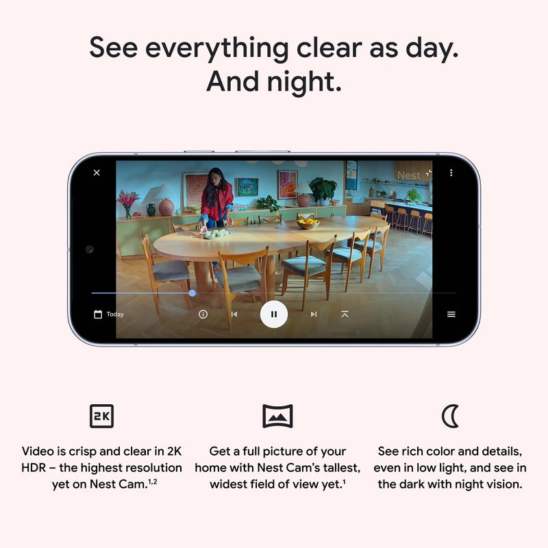 Google Nest Cam Indoor (Wired, 3rd Gen) - Security Camera with 2K Video and Gemini, Night Vision, 2-Way Audio, Works with Google Home - 2025 Model - Hazel - Image 5