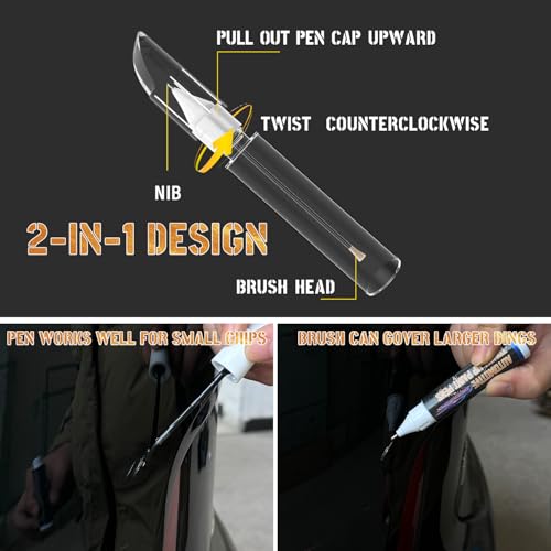 cocomfix طلاء تصحيح أسود للسيارات، قلم طلاء إصلاح خدوش السيارات، قلم طلاء تصحيح أوتوماتيكي 2 في 1، لون عالمي أسود لطلاء السيارات - Image 3