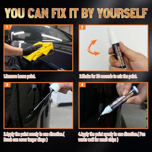 cocomfix طلاء تصحيح أسود للسيارات، قلم طلاء إصلاح خدوش السيارات، قلم طلاء تصحيح أوتوماتيكي 2 في 1، لون عالمي أسود لطلاء السيارات - Image 4