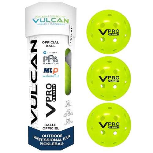 Vulcan | VPRO Flight Outdoor Pickleball | Official Ball of The PPA Tour & MLP | Hi-Vis Yellow | 3 Pack - Image 1