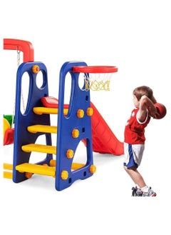 RBWTOYS RBWTOYS kids Plastic 3 in 1 Swing, Slide with Baskeet Hoop Set. RW-16341.  - Image 4