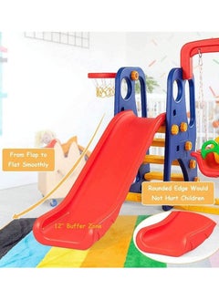 RBWTOYS RBWTOYS kids Plastic 3 in 1 Swing, Slide with Baskeet Hoop Set. RW-16341.  - Image 2