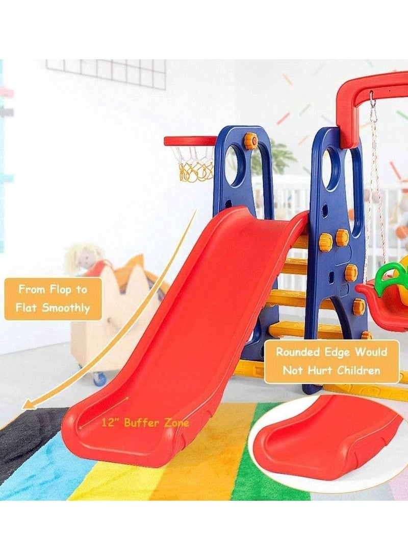 RBWTOYS RBWTOYS kids Plastic 3 in 1 Swing, Slide with Baskeet Hoop Set. RW-16341.  - Image 2