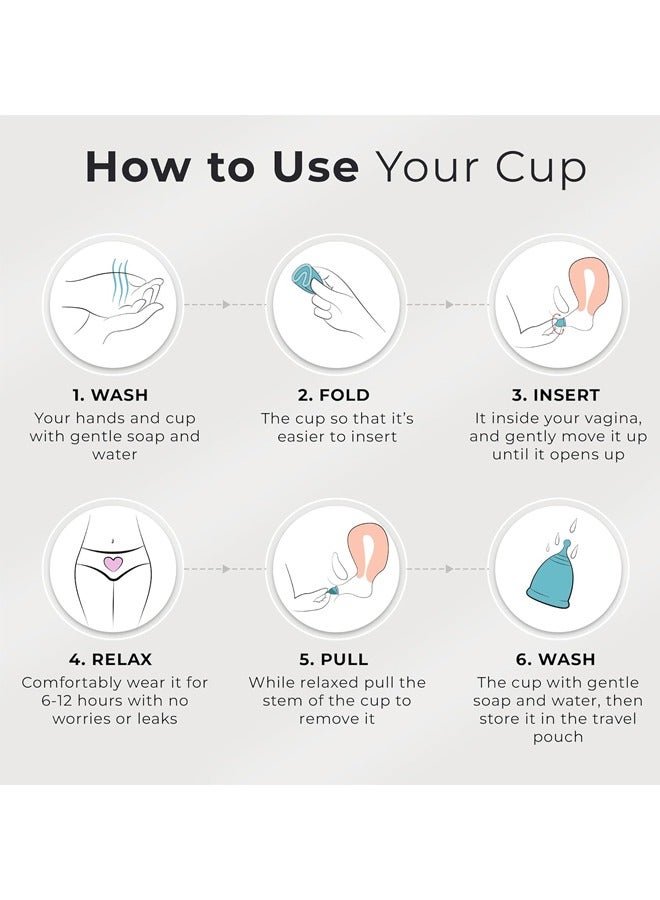 2 Pcs Soft Menstrual Cup, Super Soft and Flexible, Reusable Silicone Foldable Sterilizing Cup, Wear for 12 Hours, Easy to Clean Tampon and Pad Alternative (1 Small and 1 Large)