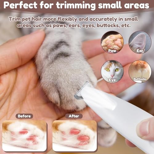 HVG TRADERS Dog Paw Trimmer, Cordless 500mAh Rechargeable, Fully Waterproof and Low Noise 35dB, LED Light and LED Display, 18mm Stainless Steel Blade, White Medium - Image 5