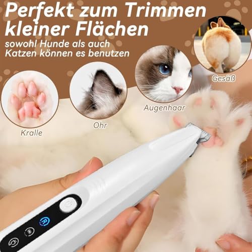 HVG TRADERS Dog Paw Trimmer, Cordless 500mAh Rechargeable, Fully Waterproof and Low Noise 35dB, LED Light and LED Display, 18mm Stainless Steel Blade, White Medium - Image 4