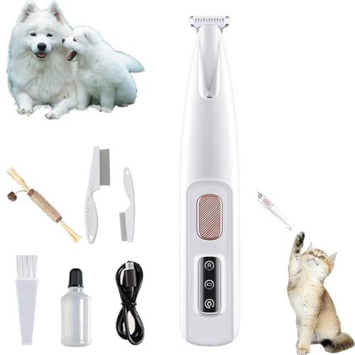 HVG TRADERS Dog Paw Trimmer, Cordless 500mAh Rechargeable, Fully Waterproof and Low Noise 35dB, LED Light and LED Display, 18mm Stainless Steel Blade, White Medium - Image 1