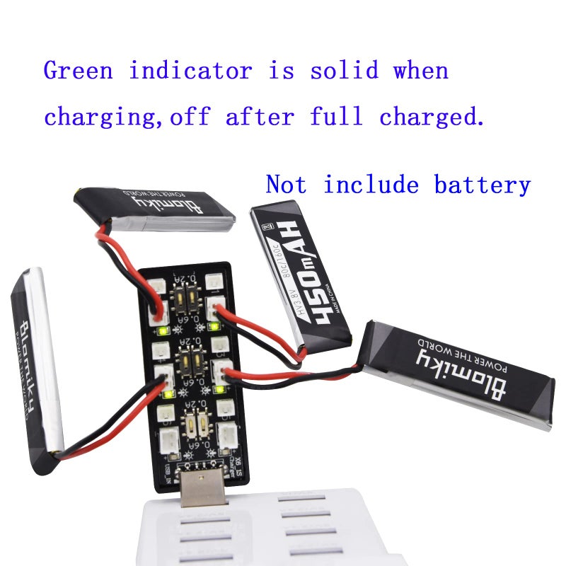 Blomiky 6-In-1 1S Li-Ion/Lipo 3.7V-3.8V Usb Seat Charger With Jst-Ph2.0 And Jst1.25 Plug Suitable For Emax 1S 450Mah Lipo Battery / 6-In-1 Charger. - Image 3