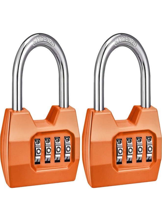 2 Pack disecu 4 Digit Combination Lock, Outdoor Waterproof Padlock for School Gym Locker, Fence, Gate, Shed, Storage Unit, Case, Toolbox (Orange)